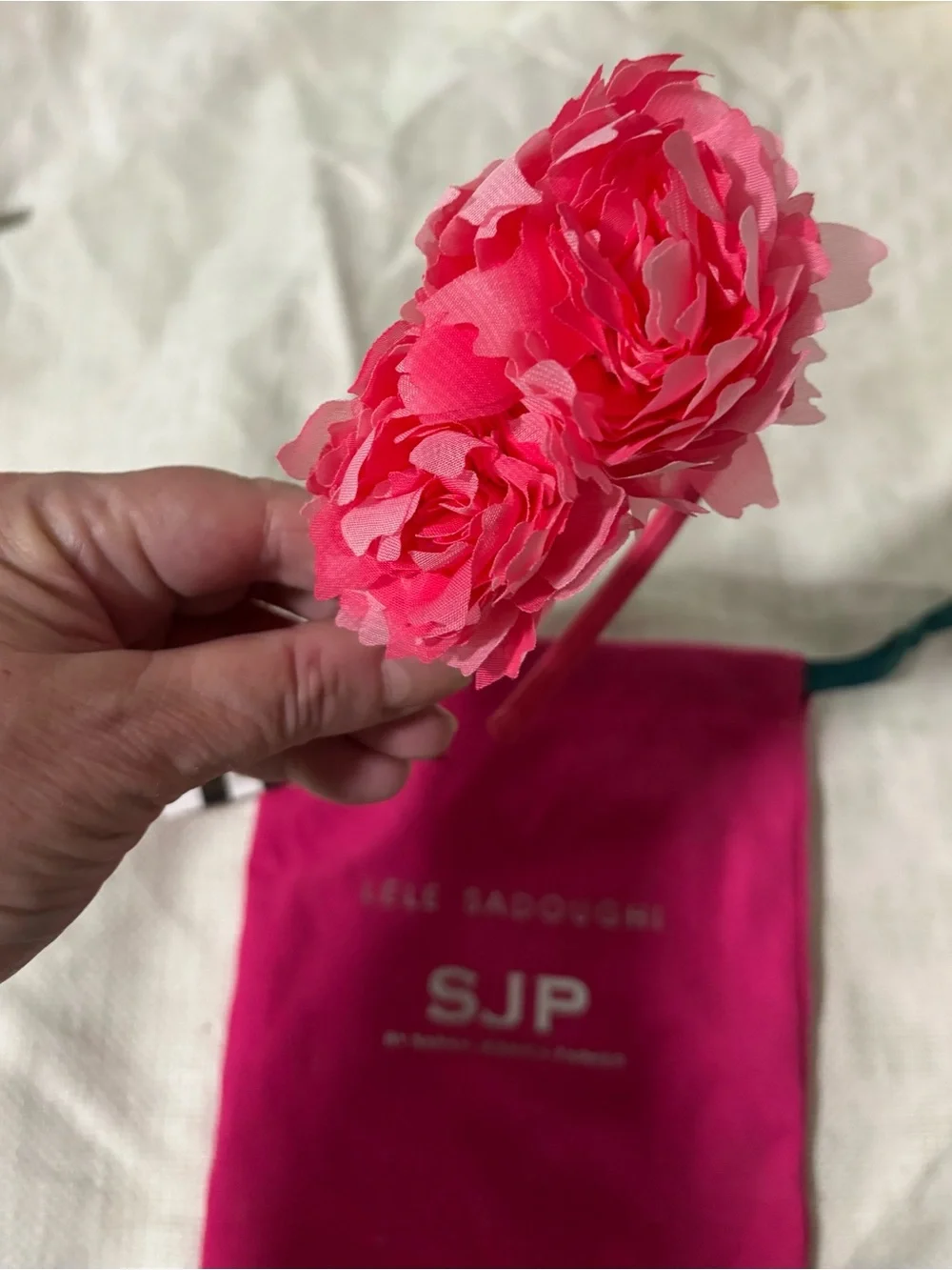 Lele Sadoughi for SJP Sarah Jessica Parker Hot Pink Peony Headband